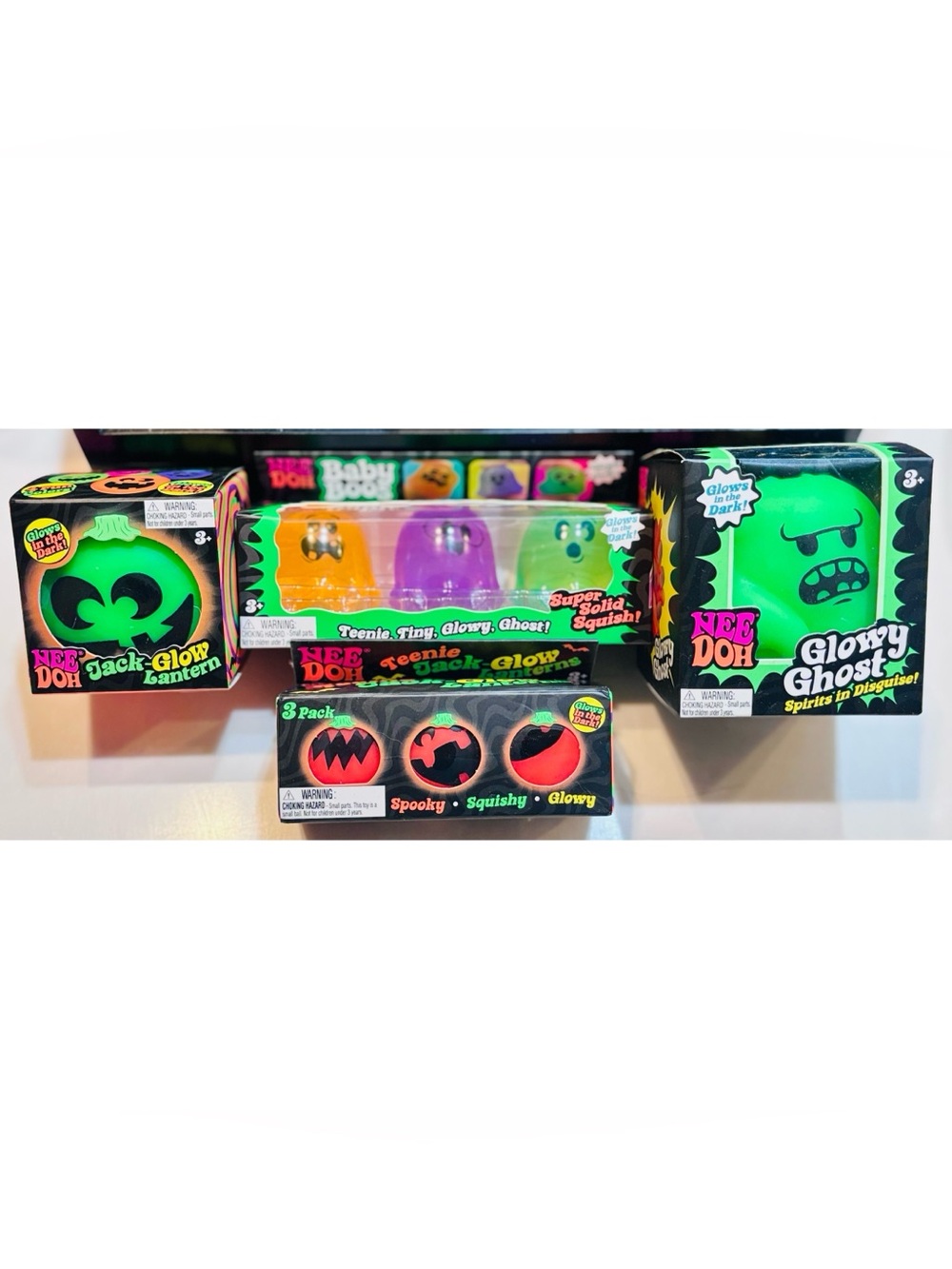 NeeDoh Halloween Bundle Babyboos Teenie Jack-Glow Lanterns Glowy Ghost Jack o La